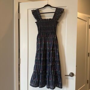 Hill House Ellie Nap Dress - Navy Trailing Fern